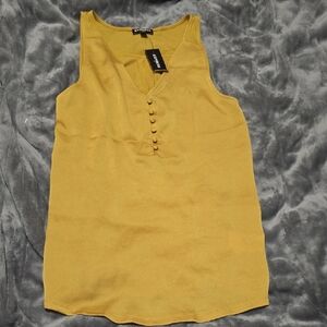 Express Mustard Button-Detail Tank Top